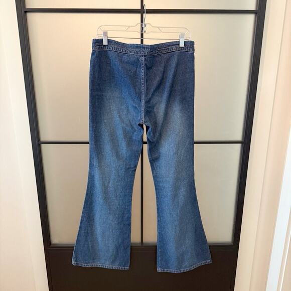 Y2K LEI Jeans Women’s 9 Flare Low Rise Denim Tie Closure 00s Bratz Boho 34x31 - Picture 7 of 11